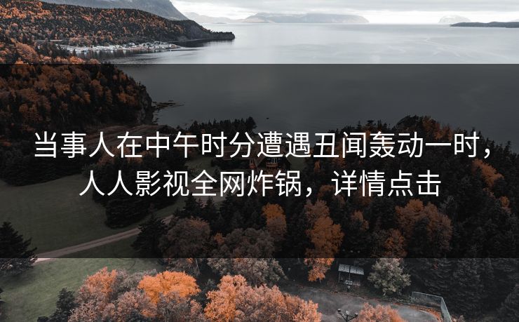 当事人在中午时分遭遇丑闻轰动一时，人人影视全网炸锅，详情点击